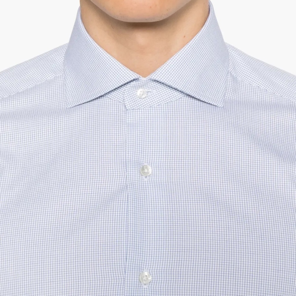 Pronto Uomo Blue Dress Shirt Classic Non Iron Sz 17 36/37 Tall